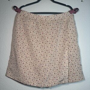 Cream Floral Mini Skort with multi color flower Accent